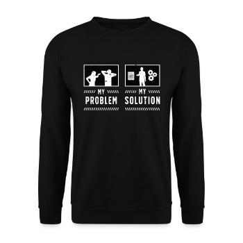 Chef de projet Ma problématique Mon Pictogramme Papa Maman - Sweat-shirt Unisexe - noir - Devant - Alina (178cm) & Michal (187cm)