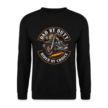 Motorrad Biker Motorbike Motorcycle Dad - Unisex Pullover - Schwarz - Vorne - Alina (178cm) & Michal (187cm)