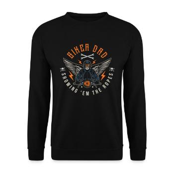 Motorrad Biker Motorbike Motorcycle Dad - Unisex Pullover - Schwarz - Vorne - Alina (178cm) & Michal (187cm)