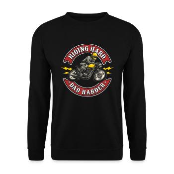 Motorrad Biker Motorbike Motorcycle Dad - Unisex Pullover - Schwarz - Vorne - Alina (178cm) & Michal (187cm)