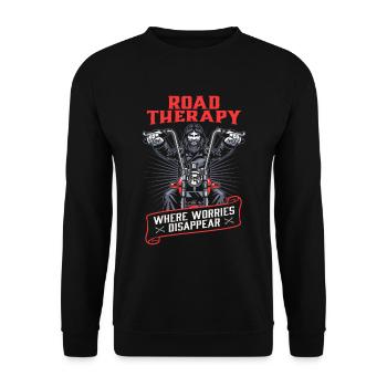 Motorrad Biker Motorbike Motorcycle Therapy - Unisex Pullover - Schwarz - Vorne - Alina (178cm) & Michal (187cm)