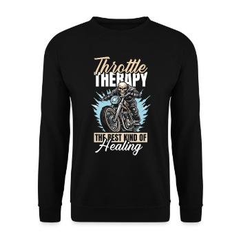 Motorrad Biker Motorbike Motorcycle Therapy - Unisex Pullover - Schwarz - Vorne - Alina (178cm) & Michal (187cm)