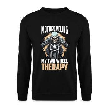 Motorrad Biker Motorbike Motorcycle Therapy - Unisex Pullover - Schwarz - Vorne - Alina (178cm) & Michal (187cm)