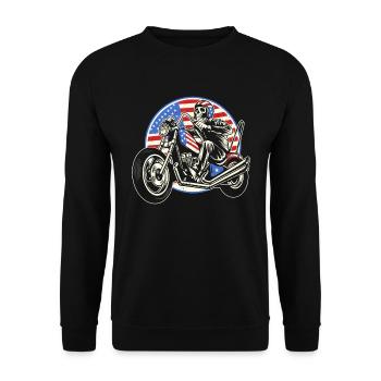 Motorrad Biker Motorbike - Unisex Pullover - Schwarz - Vorne - Alina (178cm) & Michal (187cm)