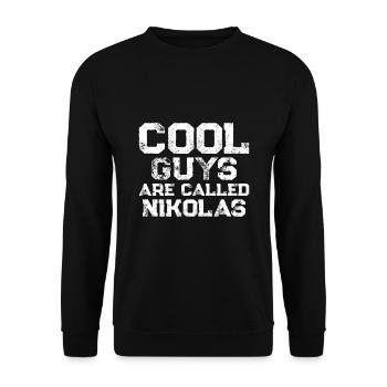 Les mecs cool s’appellent Nikolas - Sweat-shirt Unisexe - noir - Devant - Alina (178cm) & Michal (187cm)