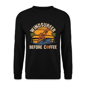 Véliplanchiste avant le café Surfing amateur de café - Sweat-shirt Unisexe - noir - Devant - Alina (178cm) & Michal (187cm)