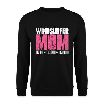 Windsurfer Mom The Idol The Myth Loves Windsurfing - Unisex Pullover - Schwarz - Vorne - Alina (178cm) & Michal (187cm)
