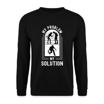 Bocce Ball Player My Problem My Pictogram Dad Mom - Unisex Pullover - Schwarz - Vorne - Alina (178cm) & Michal (187cm)