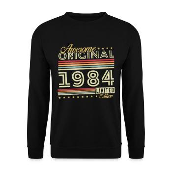 Vinatge 1984 Cadeau d’anniversaire - Sweat-shirt Unisexe - noir - Devant - Alina (178cm) & Michal (187cm)