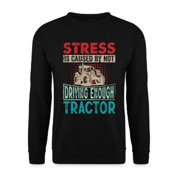 Retro Traktor Erntezeit - Stress Spruch Englisch - Unisex Pullover - Schwarz - Vorne - Alina (178cm) & Michal (187cm)