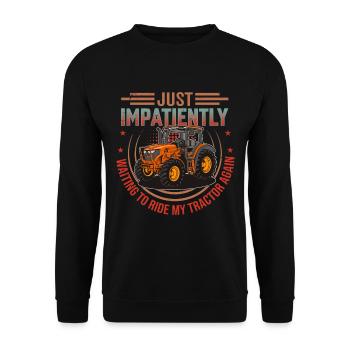 Retro Traktor Erntezeit - Spruch Englisch - Unisex Pullover - Schwarz - Vorne - Alina (178cm) & Michal (187cm)