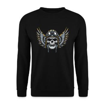 Motorrad Biker Motorbike Skull Motorcycle - Unisex Pullover - Schwarz - Vorne - Alina (178cm) & Michal (187cm)