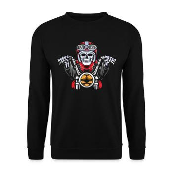 Motorrad Biker Motorbike Skull Motorcycle - Unisex Pullover - Schwarz - Vorne - Alina (178cm) & Michal (187cm)
