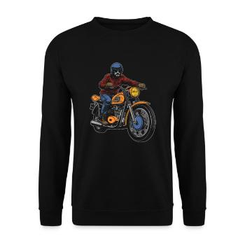 Motorrad Biker Motorbike Skull Motorcycle - Unisex Pullover - Schwarz - Vorne - Alina (178cm) & Michal (187cm)