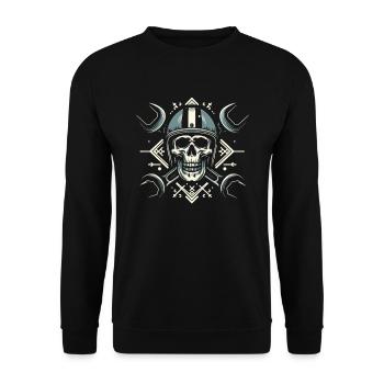 Motorrad Biker Motorbike Skull Motorcycle - Unisex Pullover - Schwarz - Vorne - Alina (178cm) & Michal (187cm)