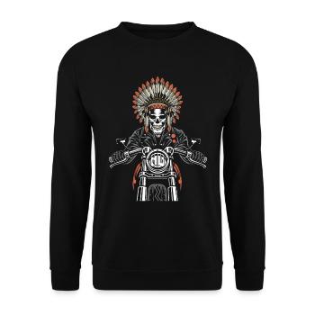 Motorrad Biker Motorbike Skull Motorcycle - Unisex Pullover - Schwarz - Vorne - Alina (178cm) & Michal (187cm)