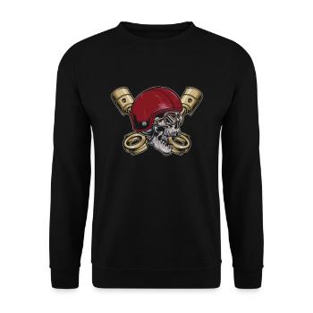 Motorrad Biker Motorbike Skull Motorcycle - Unisex Pullover - Schwarz - Vorne - Alina (178cm) & Michal (187cm)