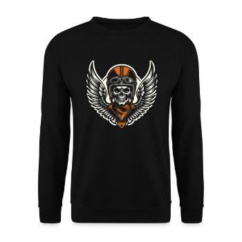 Motorrad Biker Motorbike Skull Motorcycle - Unisex Pullover - Schwarz - Vorne - Alina (178cm) & Michal (187cm)