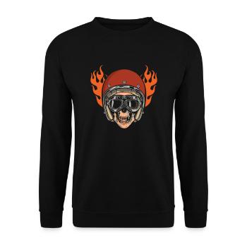 Motorrad Biker Motorbike Skull Motorcycle - Unisex Pullover - Schwarz - Vorne - Alina (178cm) & Michal (187cm)