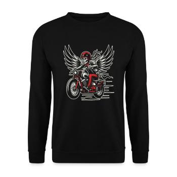 Motorrad Biker Motorbike Skull Motorcycle - Unisex Pullover - Schwarz - Vorne - Alina (178cm) & Michal (187cm)