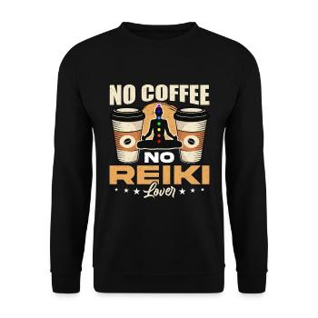 Amateur de Reiki Pas de Café Pas de Maître Reiki Amateur de Café - Sweat-shirt Unisexe - noir - Devant - Alina (178cm) & Michal (187cm)