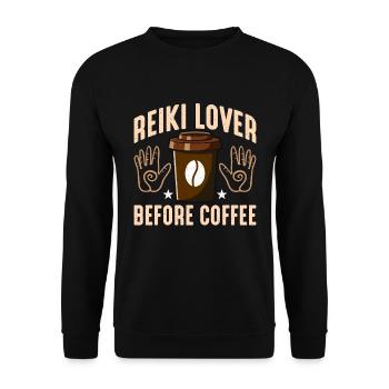 Amateur de Reiki Avant le Café Méditation Amateur de café - Sweat-shirt Unisexe - noir - Devant - Alina (178cm) & Michal (187cm)