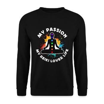 Amoureux du Reiki Ma Passion Mon Amoureux du Reiki Maître Reiki - Sweat-shirt Unisexe - noir - Devant - Alina (178cm) & Michal (187cm)