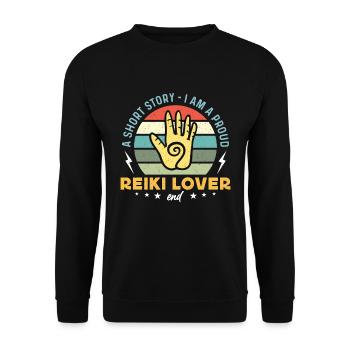 Reiki Lover A Short Story I Am A Meditation Lover - Unisex Sweatshirt - black - Front - Alina (178cm) & Michal (187cm)