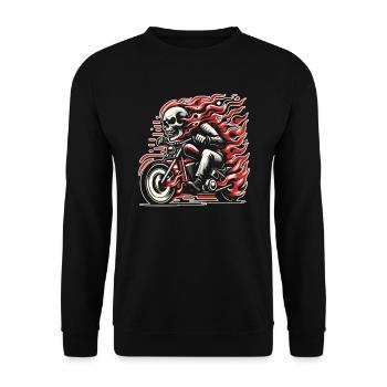 Motorrad Biker Motorbike Skull Motorcycle - Unisex Pullover - Schwarz - Vorne - Alina (178cm) & Michal (187cm)