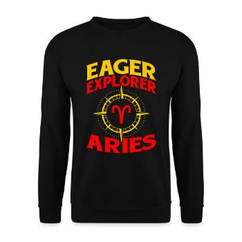 Widder Abenteuer - Unisex Pullover - Schwarz - Vorne - Alina (178cm) & Michal (187cm)