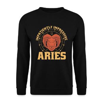 Widder Zeit Uhr - Unisex Pullover - Schwarz - Vorne - Alina (178cm) & Michal (187cm)