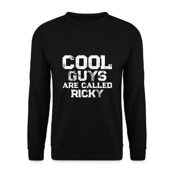 Cool guys are called Ricky - Unisex Pullover - Schwarz - Vorne - Alina (178cm) & Michal (187cm)
