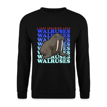 Walross Walrosse Walrus Walroß Geschenk - Unisex Pullover - Schwarz - Vorne - Alina (178cm) & Michal (187cm)