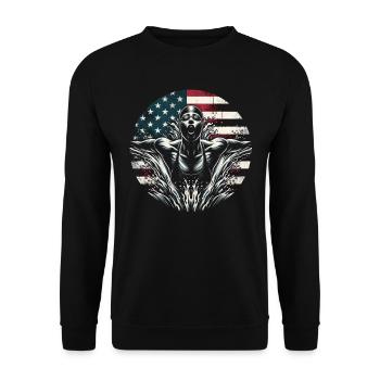 Natation USA Flag Femme Nateuse - Natation - Sweat-shirt Unisexe - noir - Devant - Alina (178cm) & Michal (187cm)