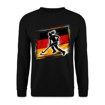 Hockey sur gazon Allemagne Femmes Hockey sur gazon Flag - Sweat-shirt Unisexe - noir - Devant - Alina (178cm) & Michal (187cm)