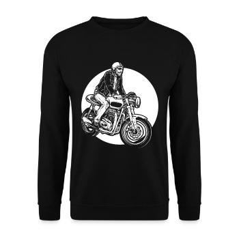 Motorrad Biker Motorbike Skull Motorcycle - Unisex Pullover - Schwarz - Vorne - Alina (178cm) & Michal (187cm)