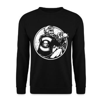 Motorrad Biker Motorbike Skull Motorcycle - Unisex Pullover - Schwarz - Vorne - Alina (178cm) & Michal (187cm)