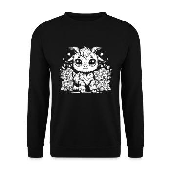 Widder Blumen - Unisex Pullover - Schwarz - Vorne - Alina (178cm) & Michal (187cm)