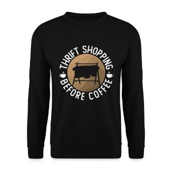 Thrift Shopping Before Thrift Store Coffee Lover - Unisex Sweatshirt - black - Front - Alina (178cm) & Michal (187cm)
