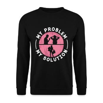 Friperie Mon Problème Mon Pictogramme Maman Papa - Sweat-shirt Unisexe - noir - Devant - Alina (178cm) & Michal (187cm)