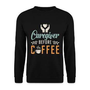 Soignant avant le café Soignant Amateur de café - Sweat-shirt Unisexe - noir - Devant - Alina (178cm) & Michal (187cm)