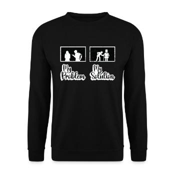 Soignant Mon problème Ma solution Pictogramme Maman Papa - Sweat-shirt Unisexe - noir - Devant - Alina (178cm) & Michal (187cm)