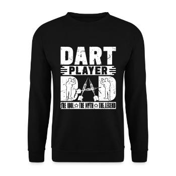 Dart Player Dad The Idol The Myth The Bullseye - Unisex Pullover - Schwarz - Vorne - Alina (178cm) & Michal (187cm)