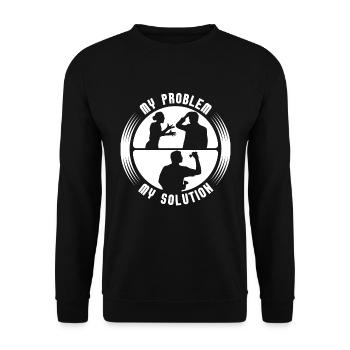 Joueur de fléchettes Mon problème Ma solution Pictogramme Papa - Sweat-shirt Unisexe - noir - Devant - Alina (178cm) & Michal (187cm)