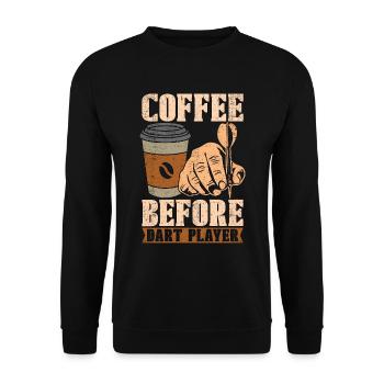 Dart Player Coffee Before Bullseye Coffee Lover - Unisex Pullover - Schwarz - Vorne - Alina (178cm) & Michal (187cm)