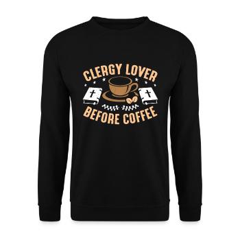 Clergy Lover Before Coffee Ministry Coffee Lover - Unisex Sweatshirt - black - Front - Alina (178cm) & Michal (187cm)