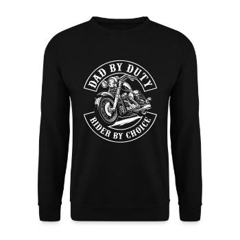 Motorrad Biker Motorbike Motorcycle Dad - Unisex Pullover - Schwarz - Vorne - Alina (178cm) & Michal (187cm)