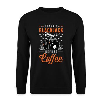 Joueur de Blackjack classique avant le café du jeu de cartes - Sweat-shirt Unisexe - noir - Devant - Alina (178cm) & Michal (187cm)