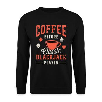 Blackjack classique Coffee Card Player Amateur de café - Sweat-shirt Unisexe - noir - Devant - Alina (178cm) & Michal (187cm)