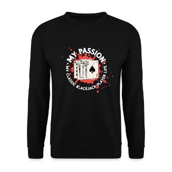 Blackjack classique Ma passion Mon jeu de cartes classique - Sweat-shirt Unisexe - noir - Devant - Alina (178cm) & Michal (187cm)